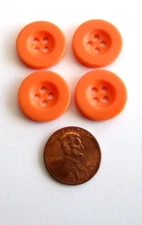 4/pcs Buttons Size M Diameter=11/16" (17mm) Orange color 4 Holes