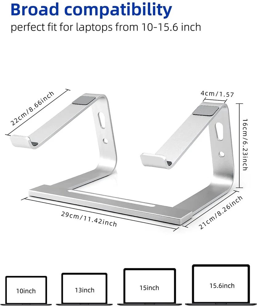 Aluminium Ergonomic Laptop Stand Riser for Desk or Table