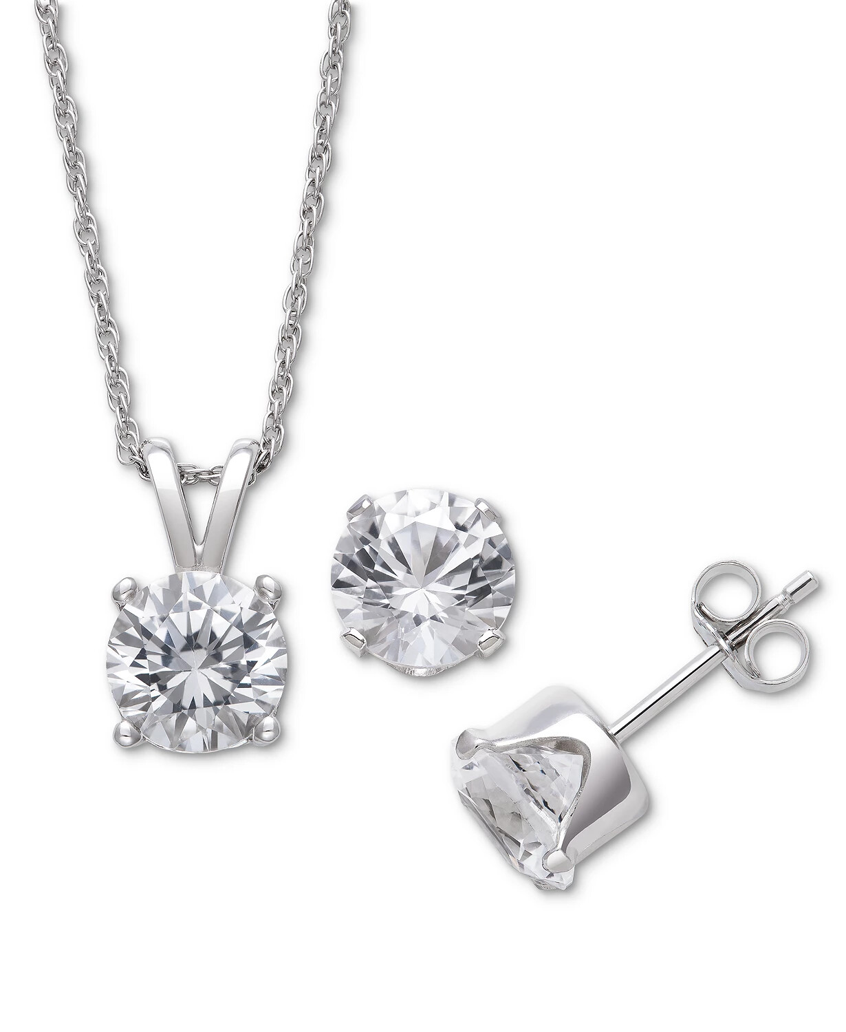 Giani Bernini Lab-Created Sapphire Earring Pendant Necklace Set Sterling Silver