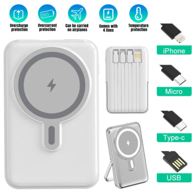 3 in1 MagSafe Battery Pack Magnetic Power Bank For iPhone 12/13/14/15/16 Pro Max