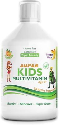 Schwedische Nutra Kinder Multivitaminflüssigkeit - 500 ml, 33 Tage Vorrat, orange