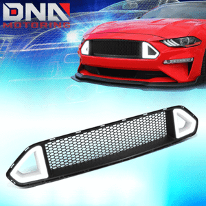 FOR 2018-2019 MUSTANG 2.3L//5.0L HONEYCOMB MESH FRONT LOWER BUMPER GRILLE W// LED