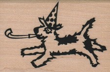 Party Dog 2 x 2 3/4" Rubber Stamp, Dog Stamp, Dog Lover Stamp