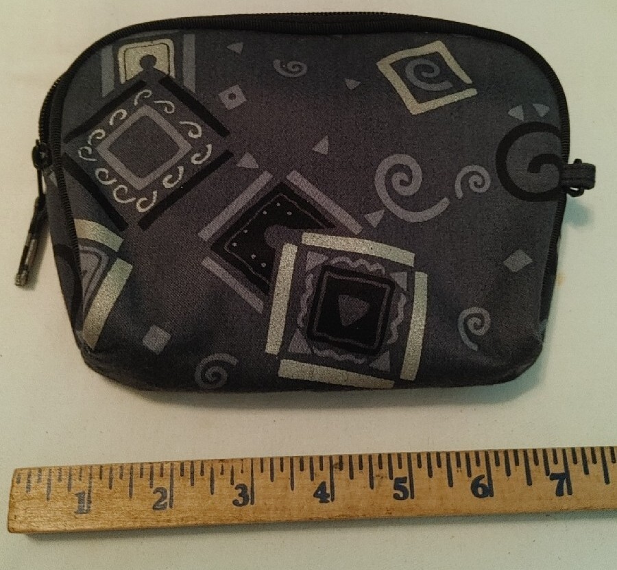 Makeup Bag Cosmetic Travel Geometric Pattern Black/Grey Zipper-image