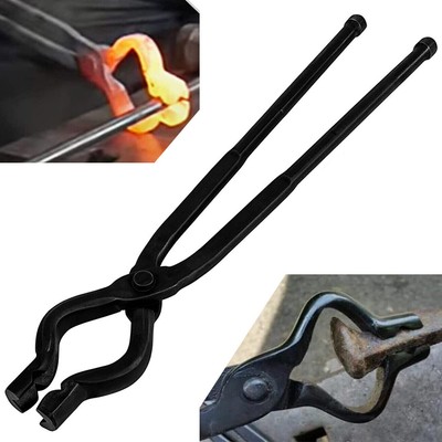 17 inch Blacksmith V-Bit Bolt Tongs Bladesmith Knife Making Wolf Jaw Anvil Forge