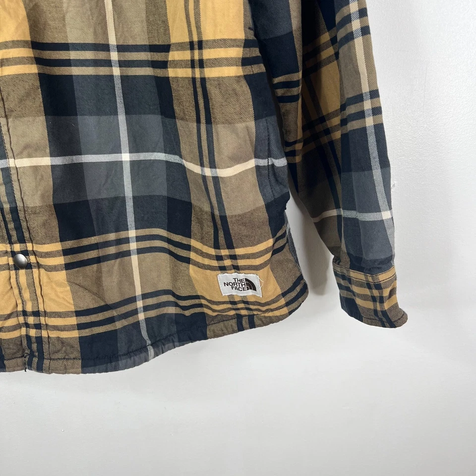 The North Face Shacket Mens Sz XXL Beige Blue Plaid Snap Button Fleece - Image 4 of 4