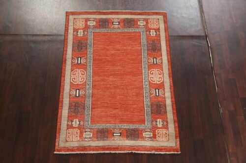Black Friday Deal Orange Wool Hand-knotted Gabbeh Kashkoli Oriental Area Rug 5x7 - Picture 2 of 12