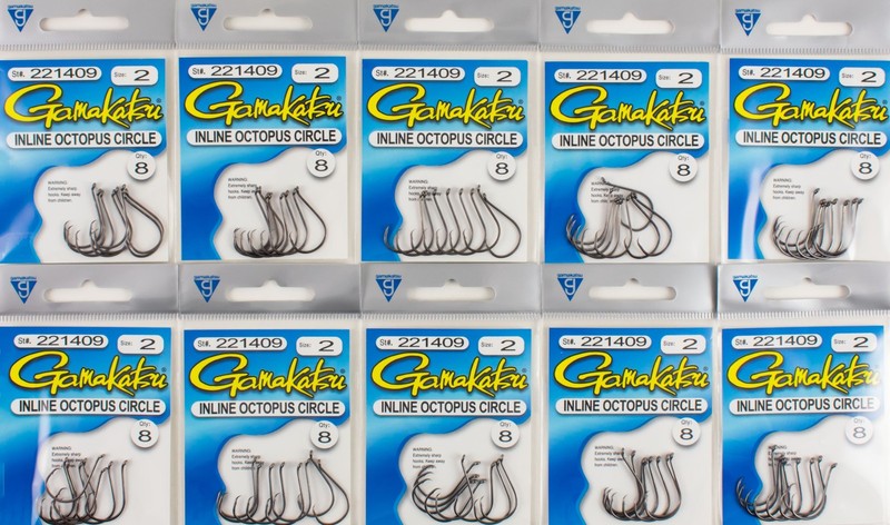 (LOT OF 10) GAMAKATSU INLINE OCTOPUS CIRCLE HOOK SIZE #2 221409 K2352