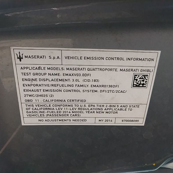 Maserati Ghibli S Q4 2014 Transmission P/N 100623