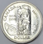 1985 - 1958 .800 Silver $1 Canada BC Centennial Totem Pole Coin