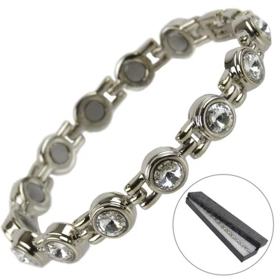 SISTO-X Sisto=X Magnetic Bracelet Faux Clear Crystals Magnets Health