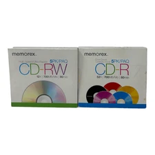 Memorex 5-Pack High Speed CD-RW 12x 700 MB 80 Min, Rewritable Lot of 2