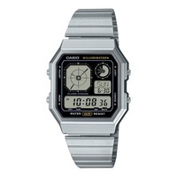 Unisex Uhr Casio A-130WE-1AEF Edelstahl Vintage Chrono Alarm Timer