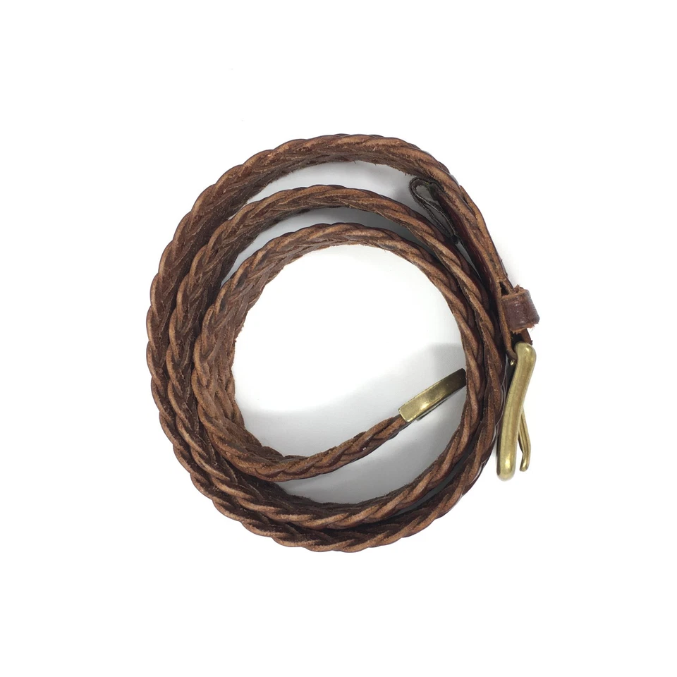 Cinturón Trafalgar Para Hombre Talla 34 Marrón Tejido Cuero De Colección Hecho en EE. UU. Hebilla de Latón Foto 2 de 4