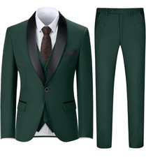 Dark Green Men Tuxedo Suit Slim Fit Groom Prom Party Dinner Wedding Suit Custom