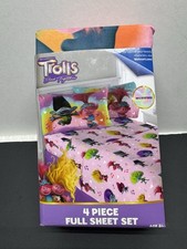 FULL SHEET SET TROLLS Dreamworks Band Together 4 Piece Set Soft Microfiber