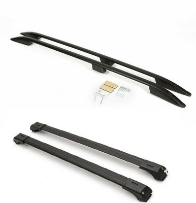 For Range Rover Vogue HSE Side Rails Cross Bars Set 4 Pieces Black 2002-2012