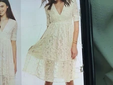 Free People Women’s “Mountain Laurel Lace” Midi 3/4 Sleeve dress Size 12.