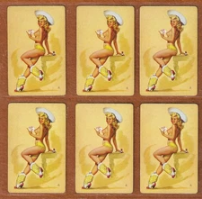 6 Single Swap Cowgirl Pinup Playing Cards Joyce Ballantyne 1995  Painting NMint