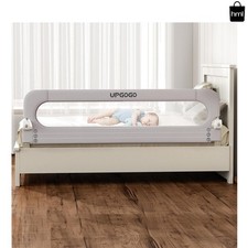 Modern Grey Folding Bed Rail for Toddlers 71 L x 23.6 H, Easy to Clean Fabric