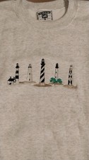 NEW Lee Lighthouses Sweatshirt Crewneck USA sz. XL Embroidered Logos Lighthouse