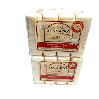 NEW A La Maison GOAT MILK Bar Soap 3.5 oz. | 8 Bars Triple French Milled Natu...