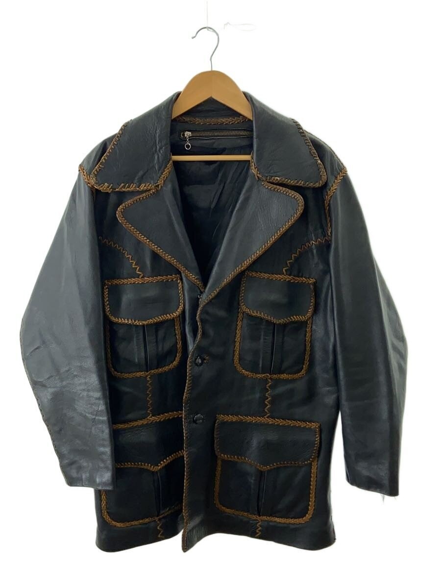 Around 70S/Stitching/Handy30 Buttons//Leather Jacket Blouson/42/Cowhide/Blk 1120