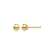 14k Yellow Gold 4mm Polished Puffed Ball Post Earrings Womens