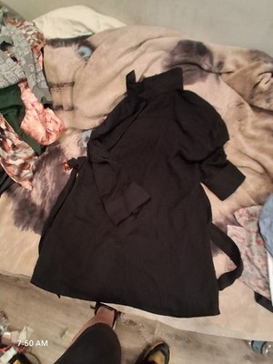 Zara Basic Collection Womens Top Sz Large Black Round Neck Blouse Long Sleeves 