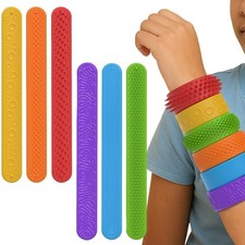 6 Spiky Silicone Slap Bracelets - Rainbow of Colors ADHD Sensory Fidget Toys