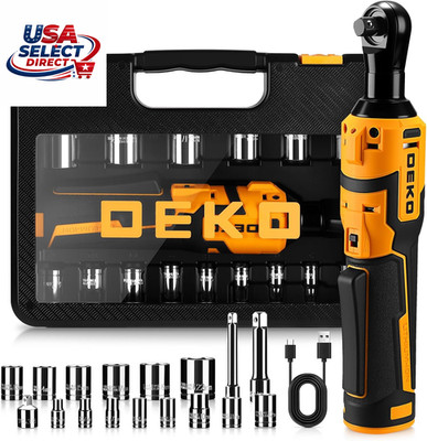 Cordless Electric Ratchet Wrench Set 3/8'' 450RPM 19Pcs Tool Kit