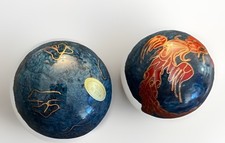 Chinese Cloisonn  Dragon Baoding Ben Wa Balls Chiming Feng Shui Pair Musical
