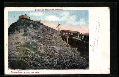 Snowdon, Mountain Railway, Summit and Train, Mountain Railway, Postcard 