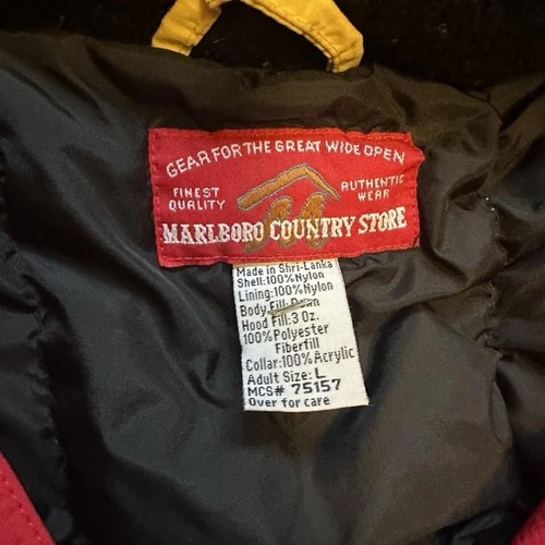 vintage 1990s Marlboro Country Red Puffer Hooded Parka size L image 4