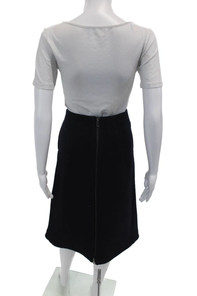 COS Womens Lined Wool Two Pocket Zip Up Mid-Calf A-Line Skirt Navy Size 2 - Image 3 of 4
