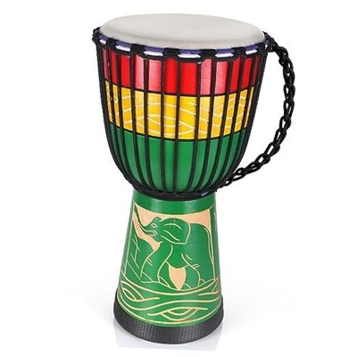  African Djembe Drum, Standard 10'' Hand-Carved Mahogany Congo Drum, 