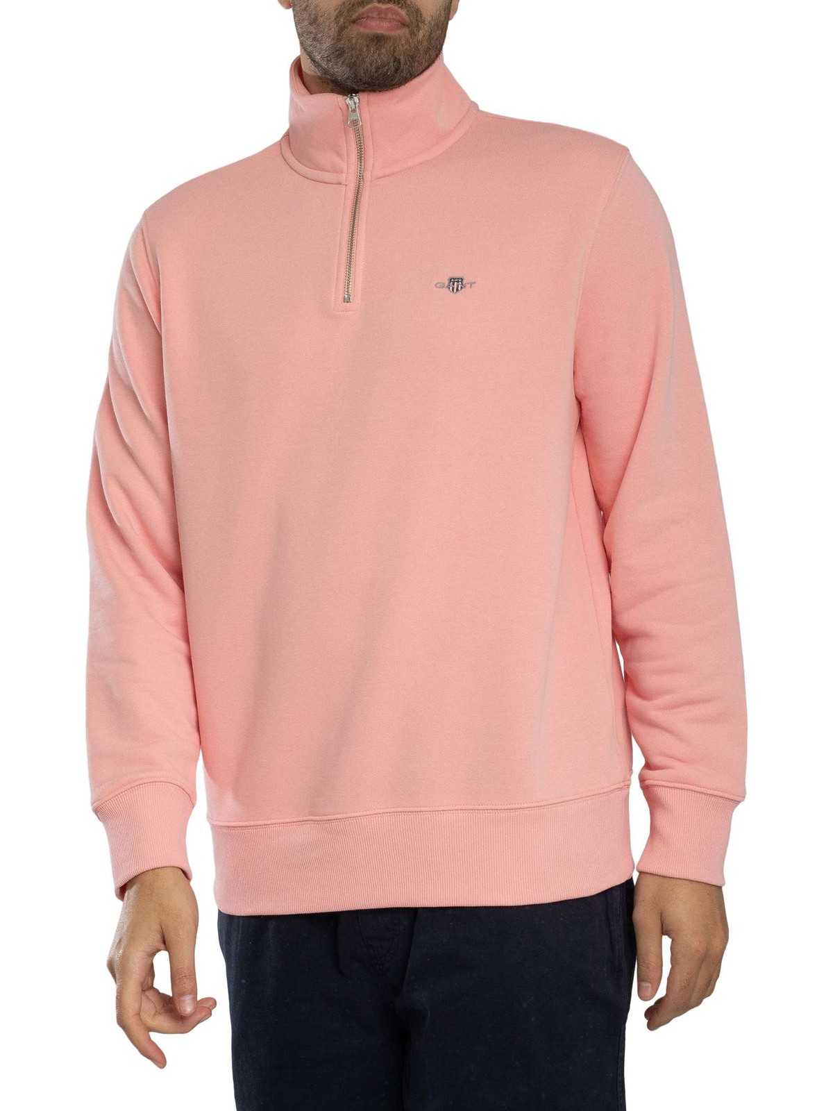 GANT Regular Shield 1/4 Zip Sweatshirt, Bubblegum Pink - M