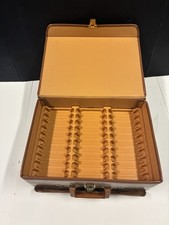 Vintage Vinyl Service Audio Double side Cassette Tape 60 Carry Case Holder Brown