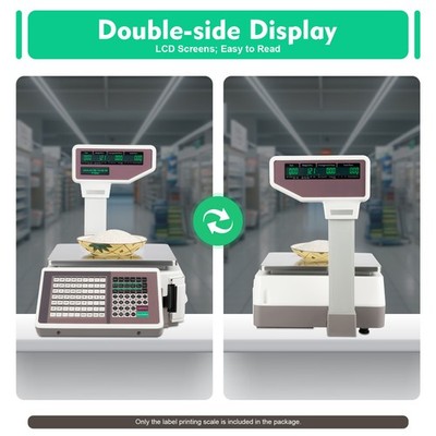 New Commercial Digital Price Computing Scale 66Lbs with Label Barcode Printer