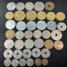 Lot/40 Denmark Coins: 1925 1/2 Krone, 1989 10 Krone, 1932 5 Ore, 1918 25 Ore