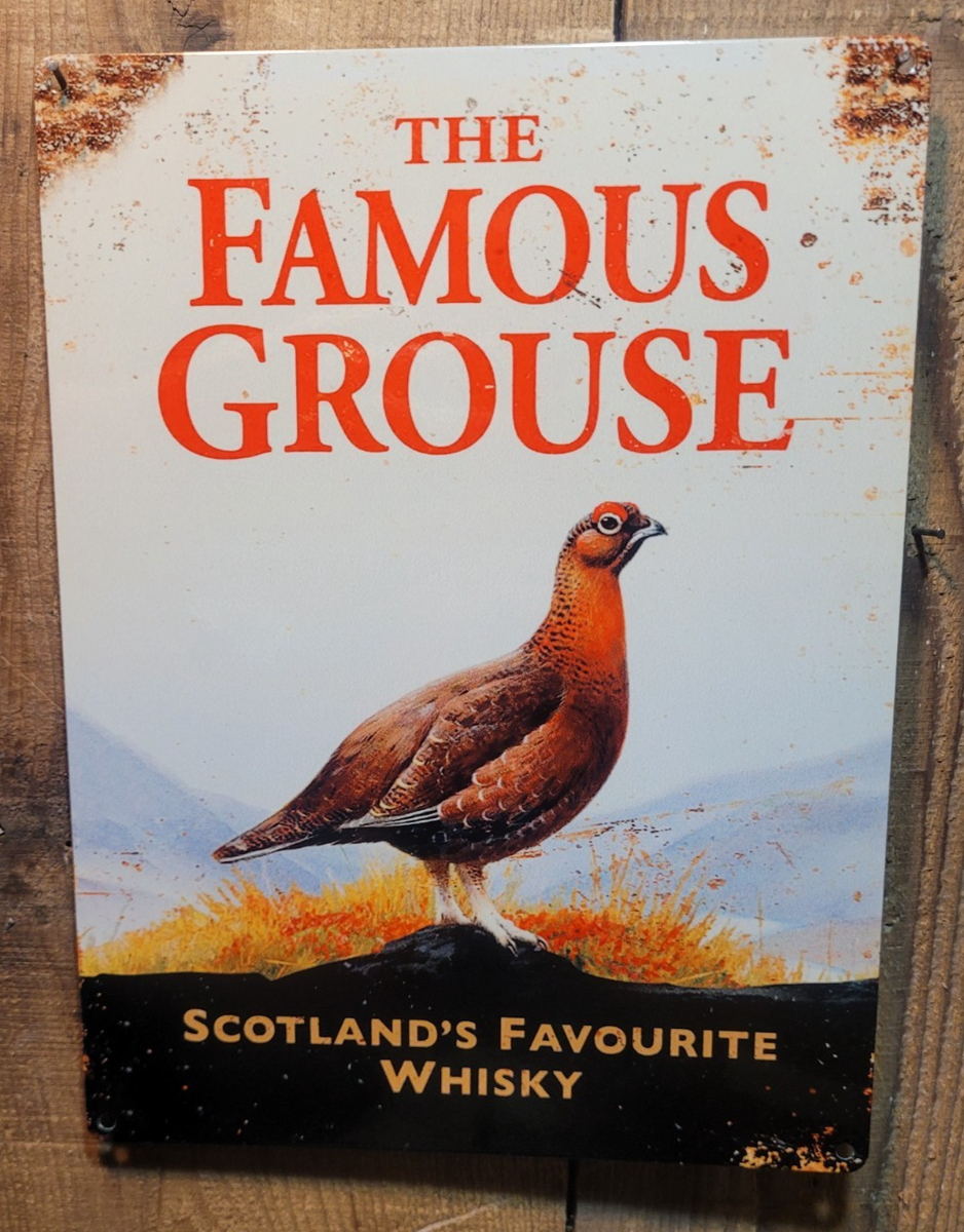 特別価格！THE FAMOUS GROUSE Vintage The Famous Grouse vintage scotch whiskey ad reproduction steel