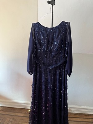 Plus Size Navy Blue Sequin Evening Gown with Sheer Sleeve Formal Maxi Dress | eBay Plus Size Navy Blue Sequin Evening Gown with Sheer Sleeve Formal Maxi Dress | eBay