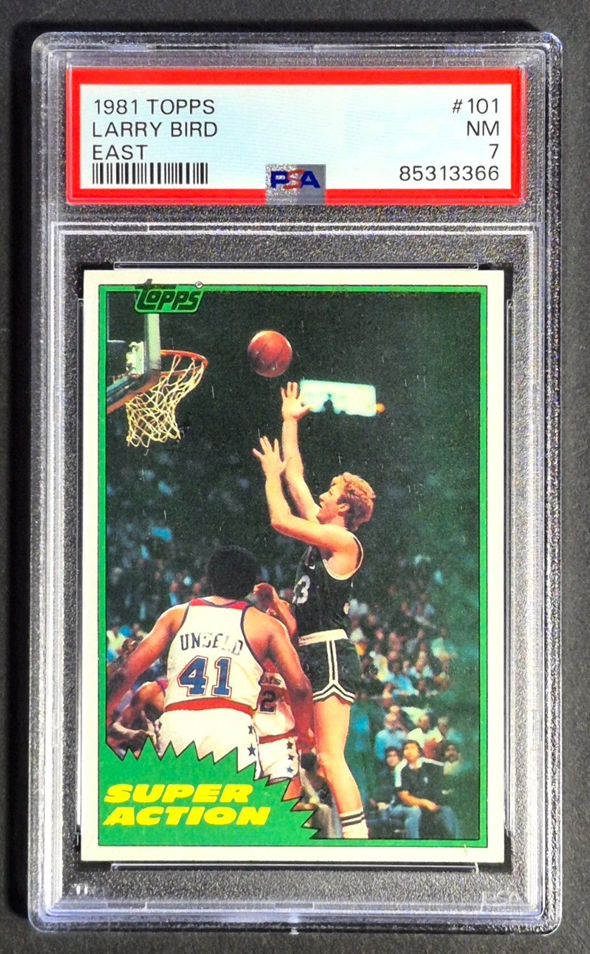1981 1981-82 Topps Larry Bird #101, Boston Celtics NBA HOF, PSA 7 CENTERED, New
