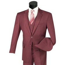 BIG  TALL Men's Burgundy 3-Piece 2-Button Classic-Fit Suit NWT