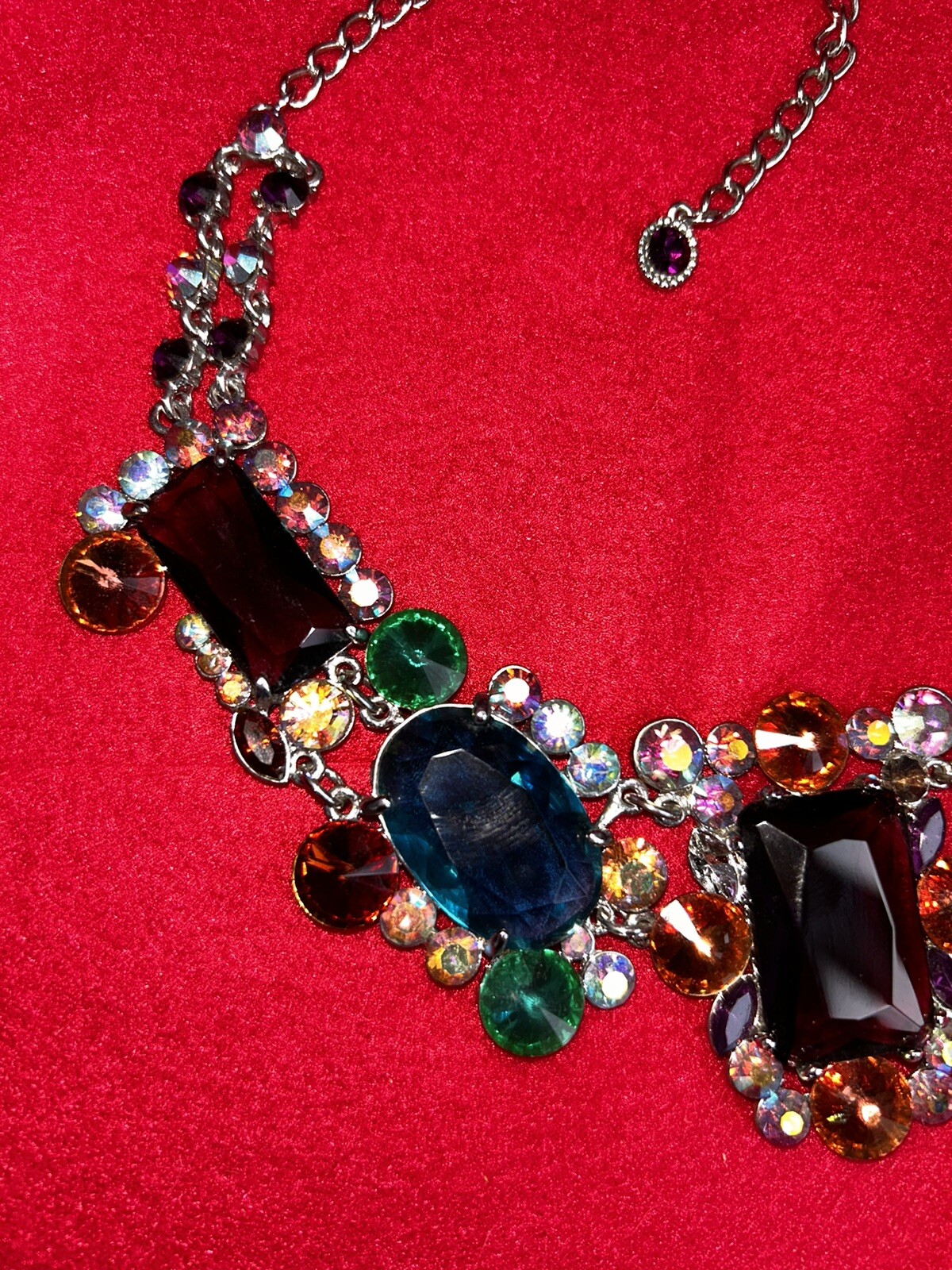 Large Chunk Jewel Adjustable Statement Necklace - image 3