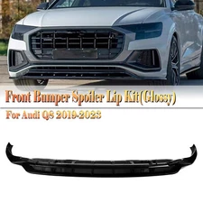 For Audi Q8 2019-2023 2020 Front Bumper Lower Spoiler Splitter Lip Glossy Black