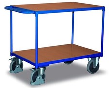 Schwerer Tischwagen mit 2 Ladeflächen inkl. 2 Bremsrollen, BxTxH 1390x800x915 mm