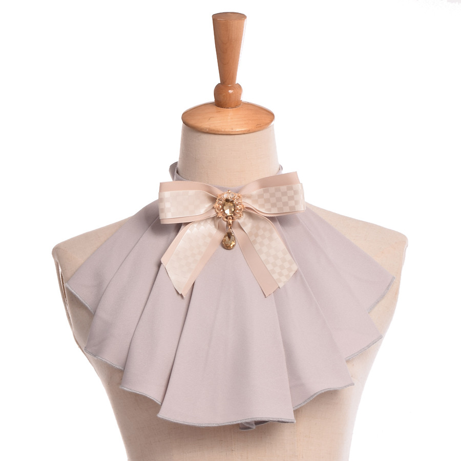 Women Jabot Neck With Bowknot Victorian Ruffles Collar Vintage Chiffon