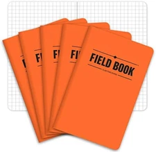 Field Notebook/Pocket Journal - 3.5"X5.5" - Orange - Graph Memo Book - Pack of 5