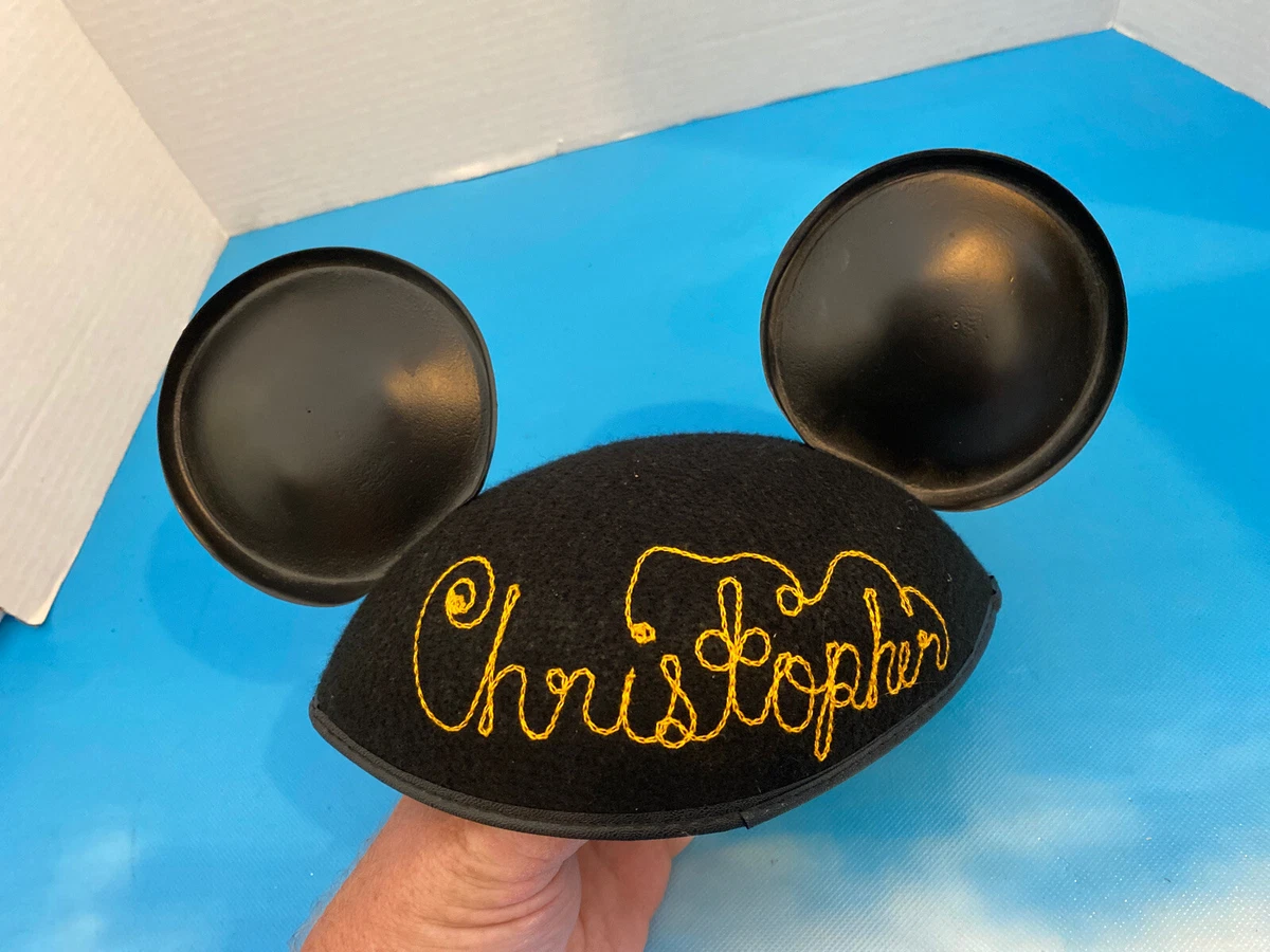 Walt Disney World Mickey Mouse Ears Hat Park Souvenir Youth Christopher On Back